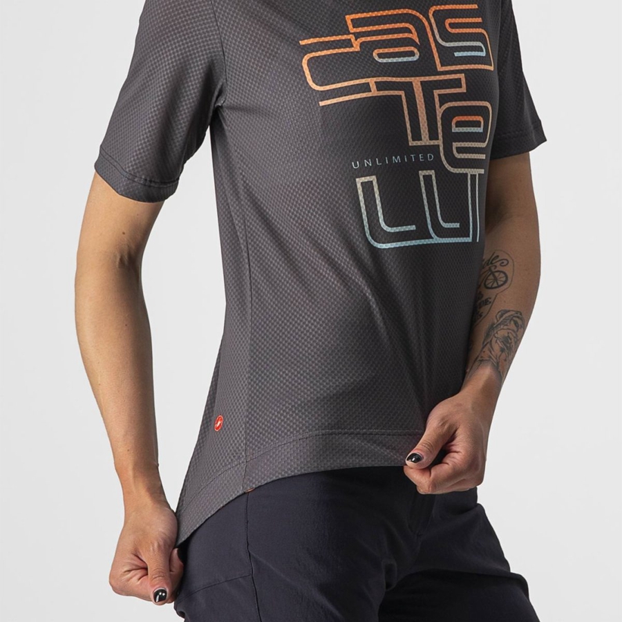 Castelli TRAIL TECH W TEE Trikot Damen Dunkelgrau | 97458-YVSB