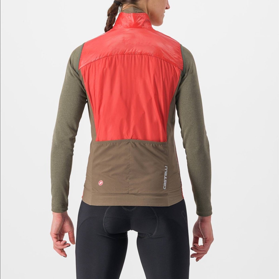 Castelli UNLIMITED W PUFFY Weste Damen Rot Silber Grau | 51679-TALV