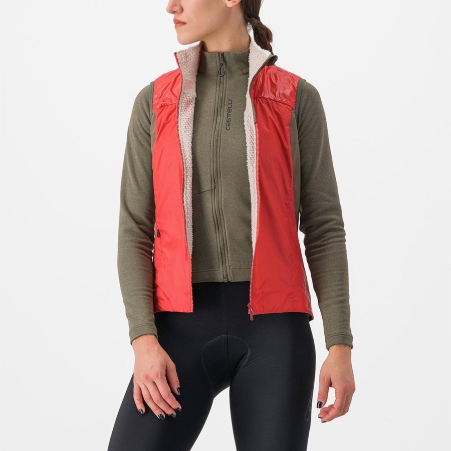 Castelli UNLIMITED W PUFFY Weste Damen Rot Silber Grau | 51679-TALV