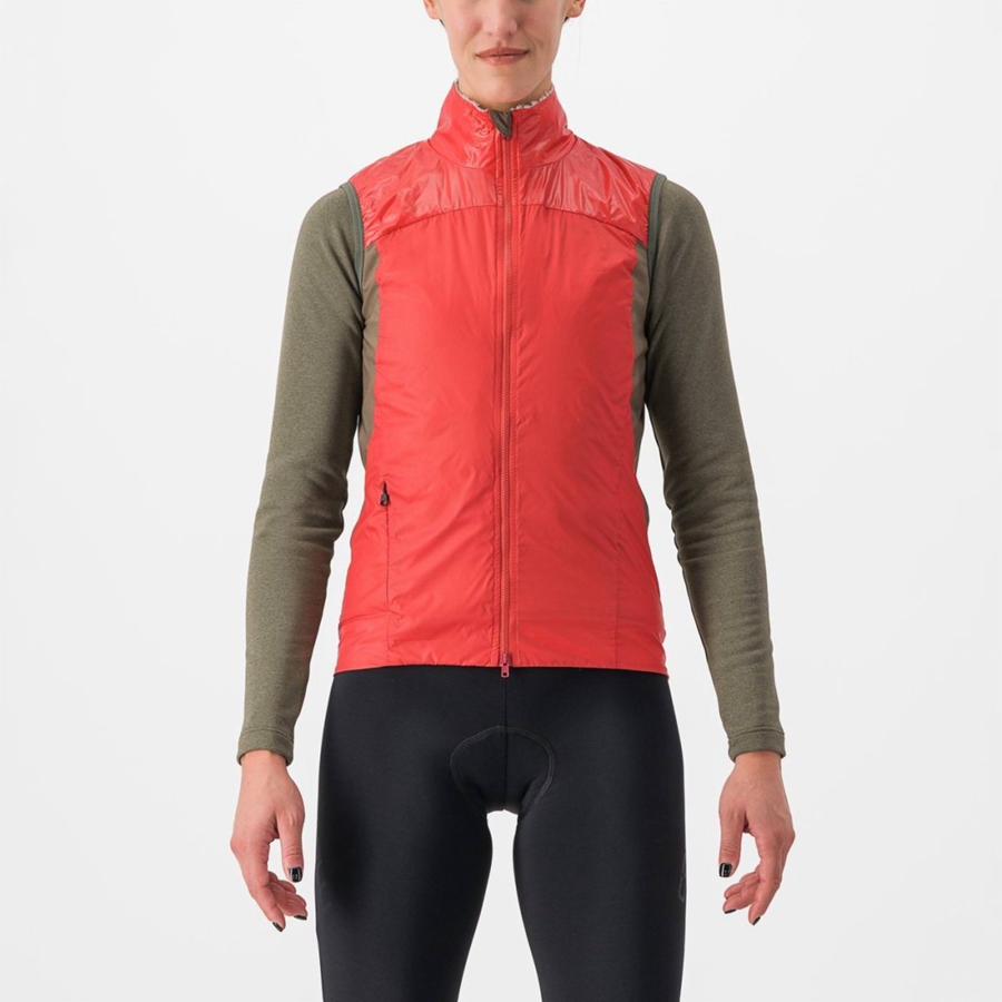 Castelli UNLIMITED W PUFFY Weste Damen Rot Silber Grau | 51679-TALV