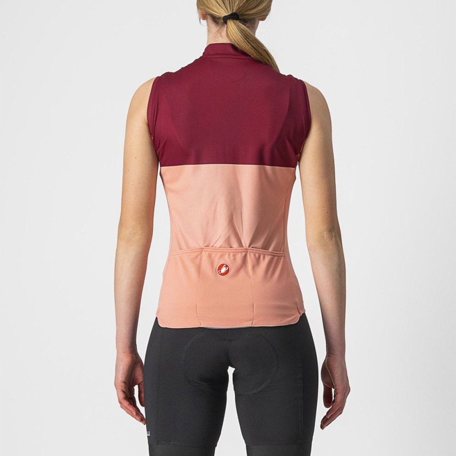 Castelli VELOCISSIMA SLEEVELESS Trikot Damen Rosa Bordeaux | 50791-TQHE