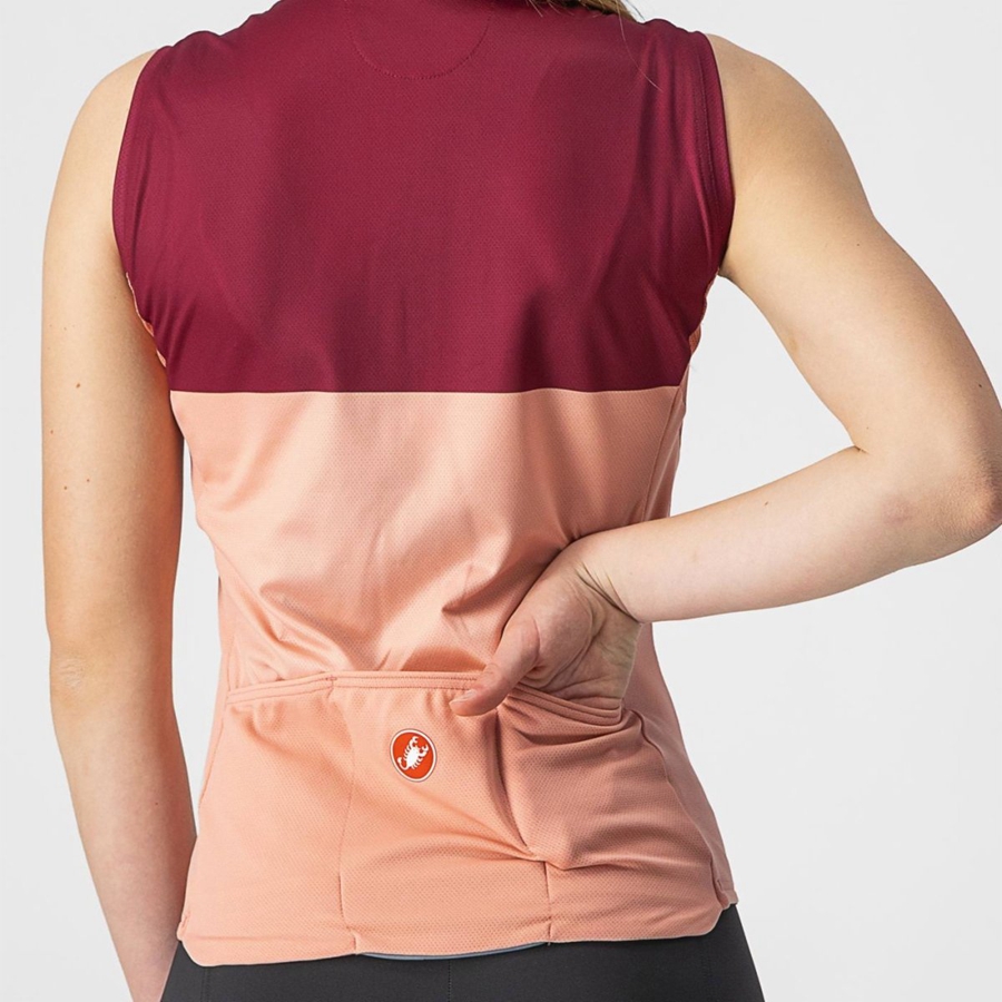 Castelli VELOCISSIMA SLEEVELESS Trikot Damen Rosa Bordeaux | 50791-TQHE