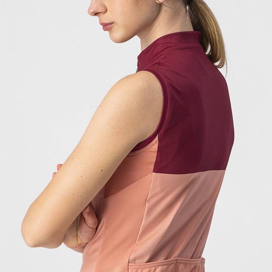 Castelli VELOCISSIMA SLEEVELESS Trikot Damen Rosa Bordeaux | 50791-TQHE