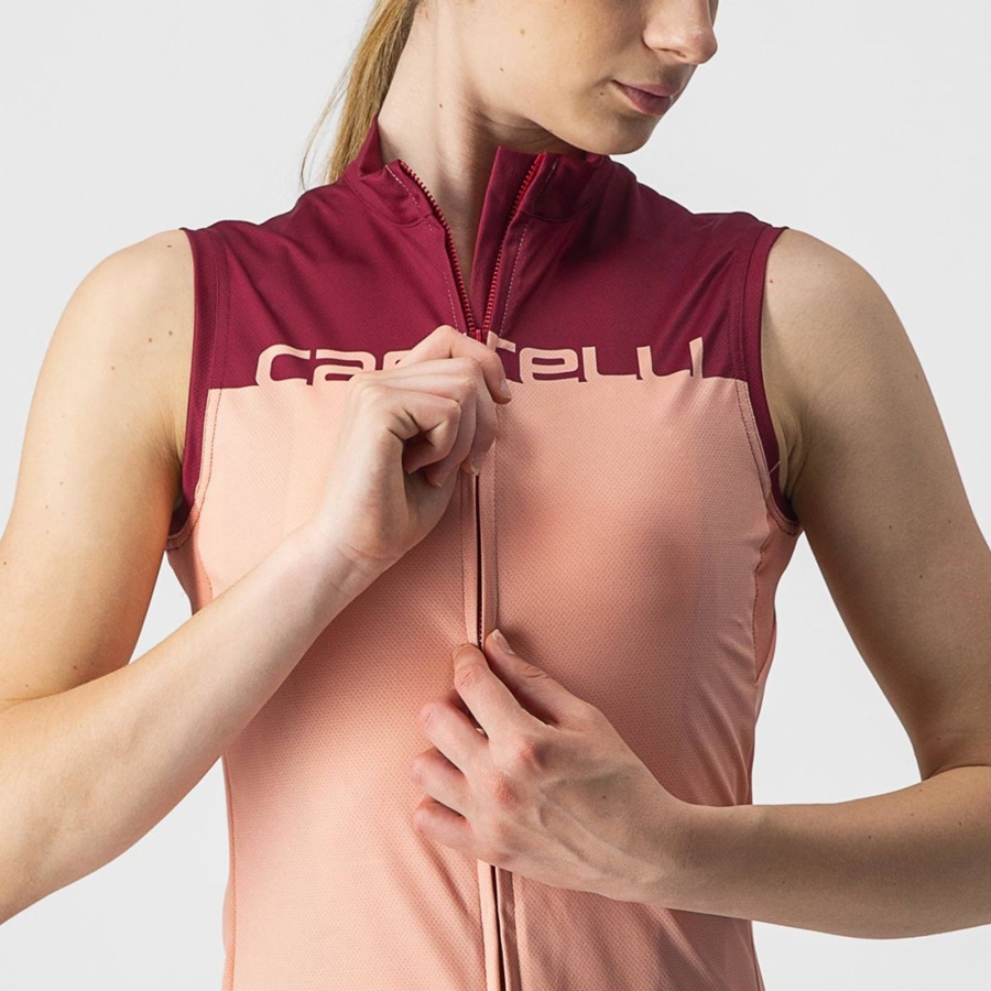 Castelli VELOCISSIMA SLEEVELESS Trikot Damen Rosa Bordeaux | 50791-TQHE