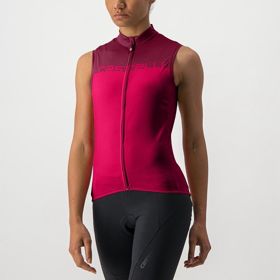 Castelli VELOCISSIMA SLEEVELESS Trikot Damen Rot Bordeaux | 28746-JHBW