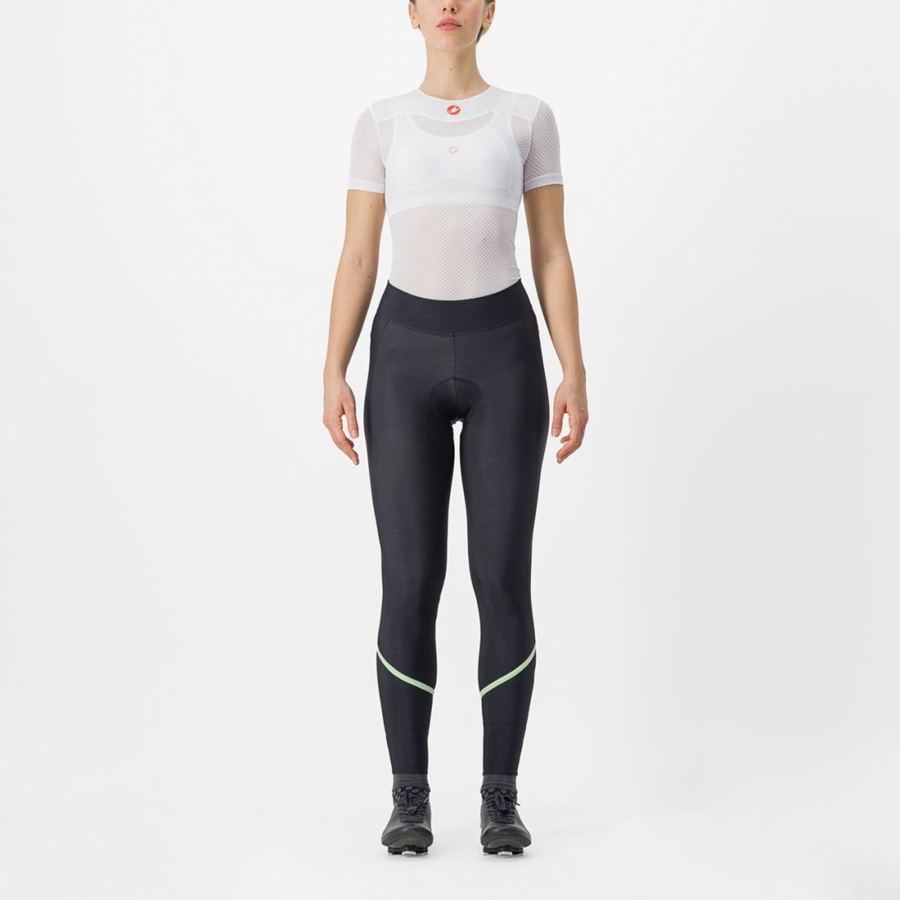 Castelli VELOCISSIMA THERMAL Leggings Damen Schwarz Mintfarben Schwarz | 94170-MCUP