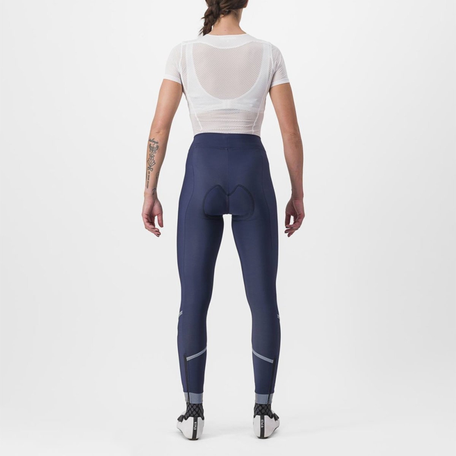 Castelli VELOCISSIMA THERMAL Leggings Damen Blau Silber | 35894-VTYR