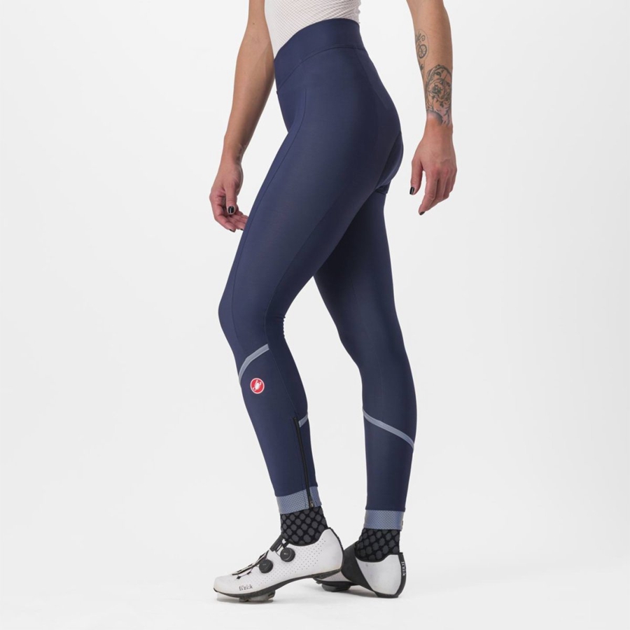 Castelli VELOCISSIMA THERMAL Leggings Damen Blau Silber | 35894-VTYR