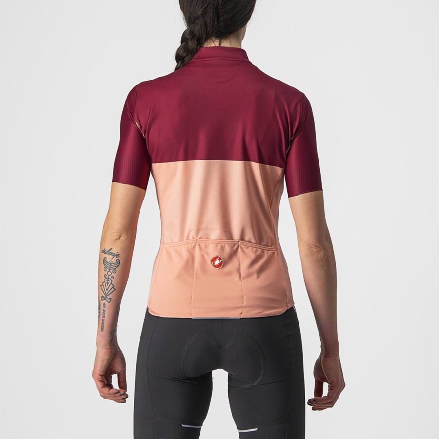 Castelli VELOCISSIMA Trikot Damen Rosa Bordeaux | 94207-VSEQ