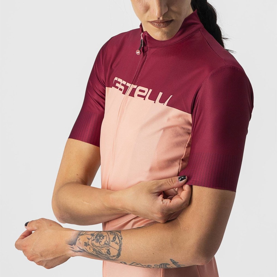 Castelli VELOCISSIMA Trikot Damen Rosa Bordeaux | 94207-VSEQ