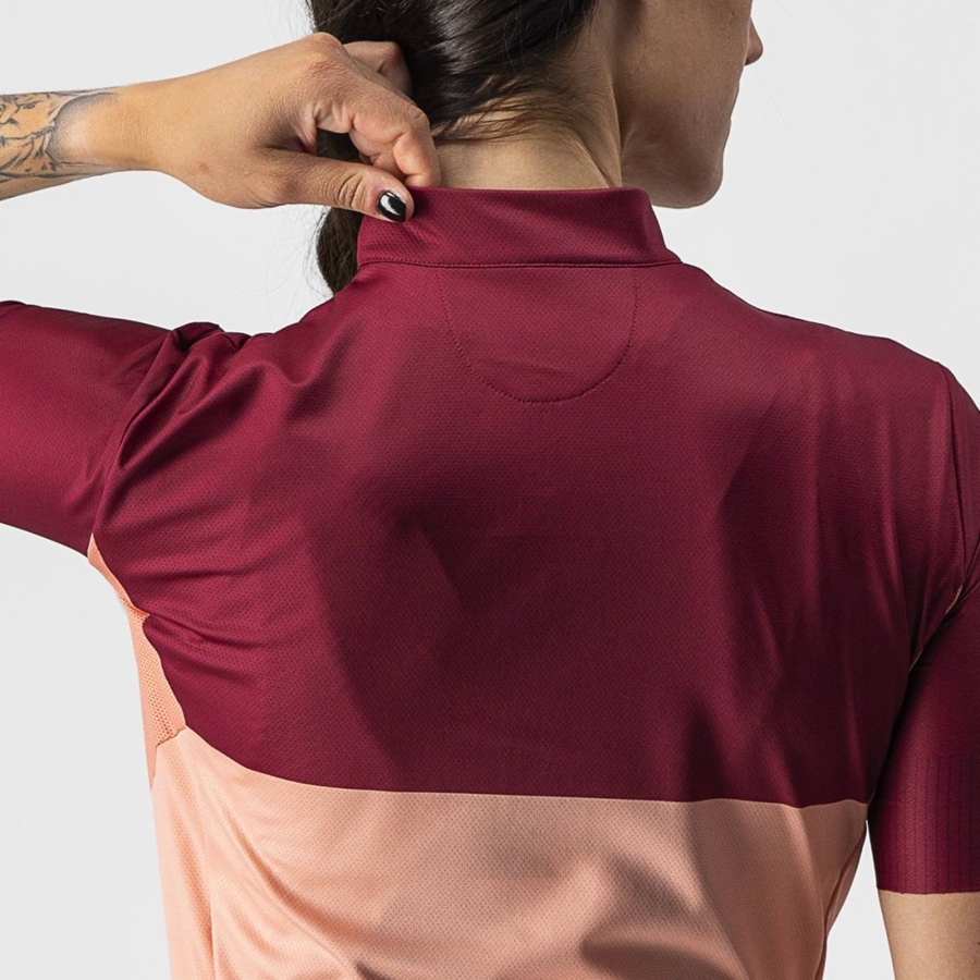 Castelli VELOCISSIMA Trikot Damen Rosa Bordeaux | 94207-VSEQ