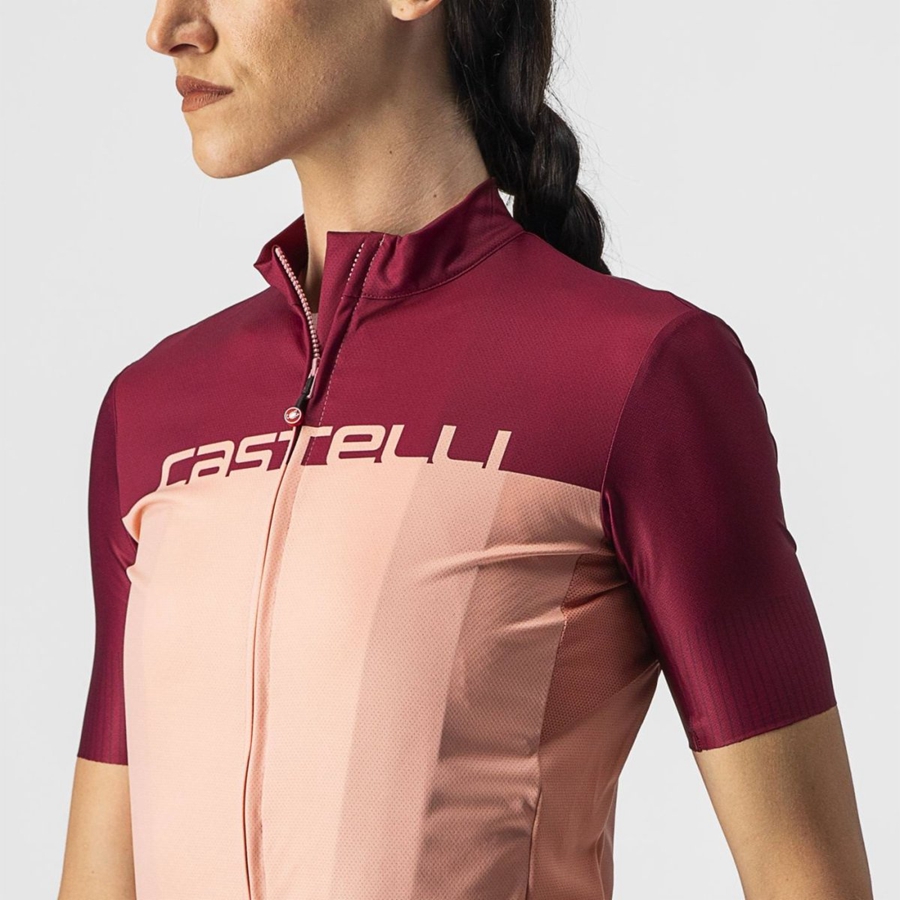 Castelli VELOCISSIMA Trikot Damen Rosa Bordeaux | 94207-VSEQ