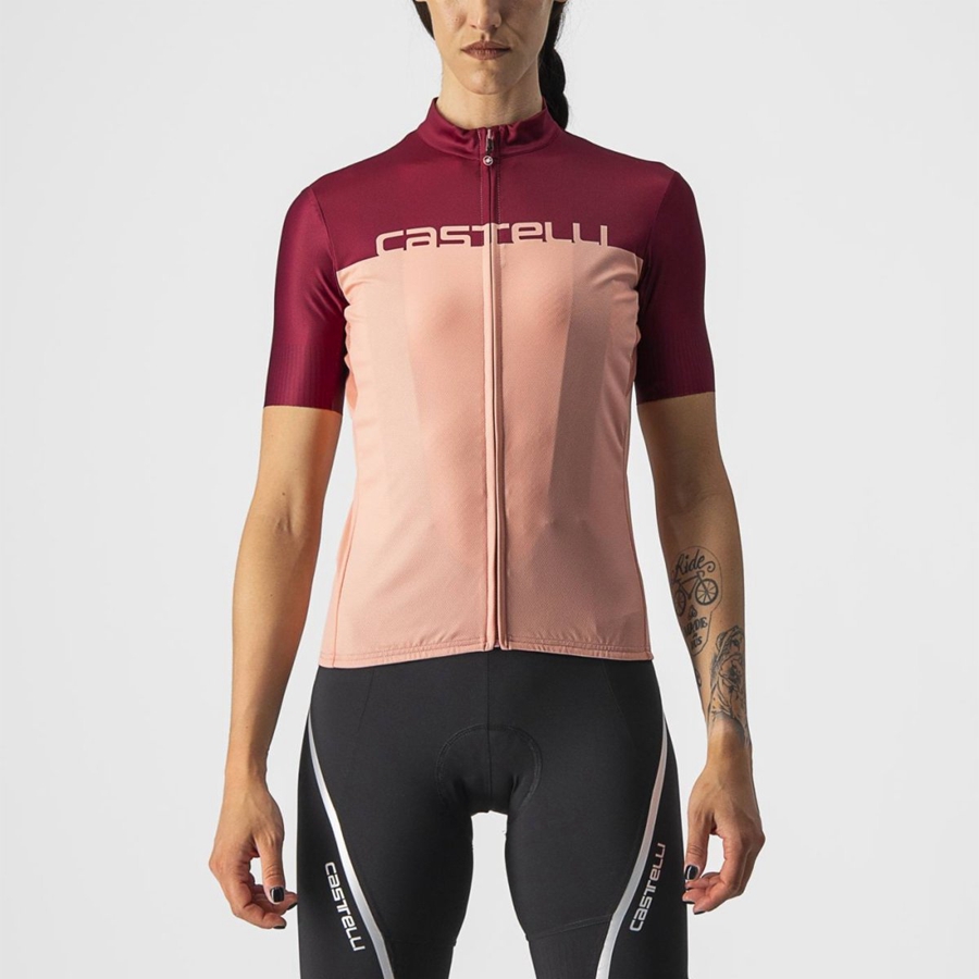 Castelli VELOCISSIMA Trikot Damen Rosa Bordeaux | 94207-VSEQ