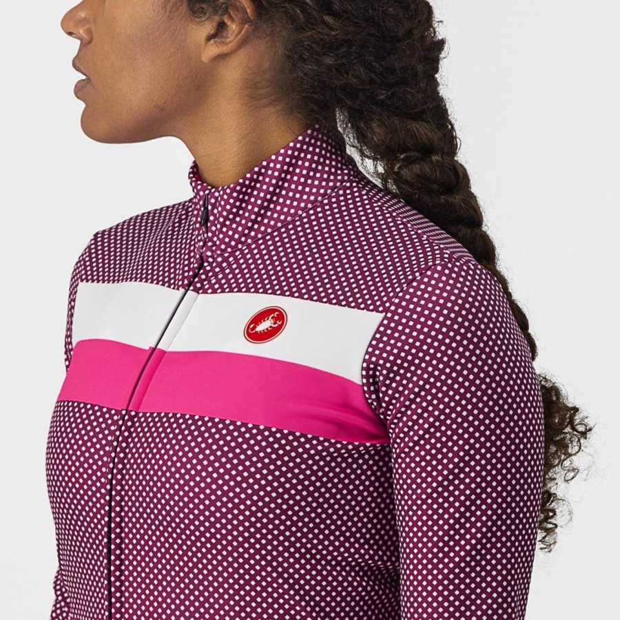 Castelli VOLARE LS Trikot Damen Weiß Rosa | 91475-JLZS