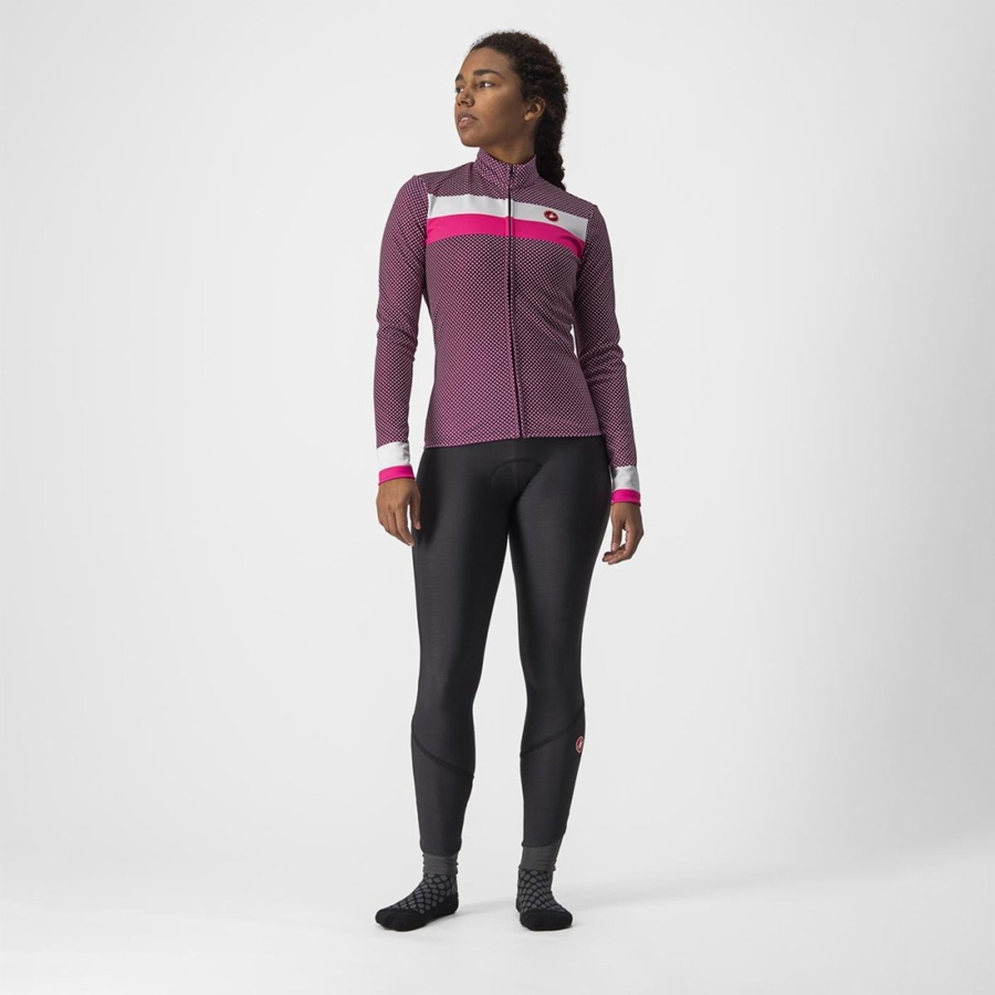 Castelli VOLARE LS Trikot Damen Weiß Rosa | 91475-JLZS